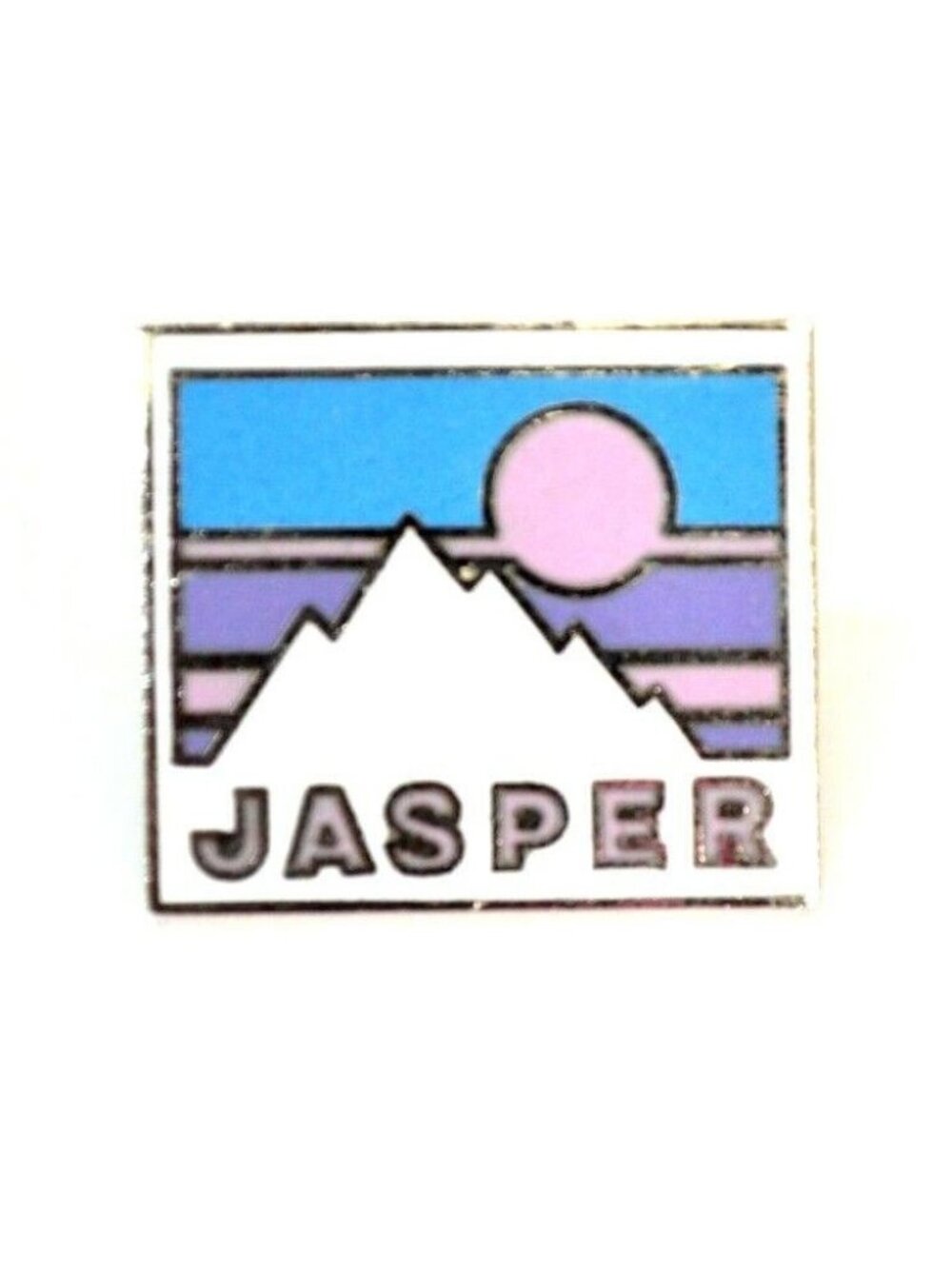 Jasper Rockies Pin Canada Landscape Silver Tone Enamel Lapel Gear Bag Hiking